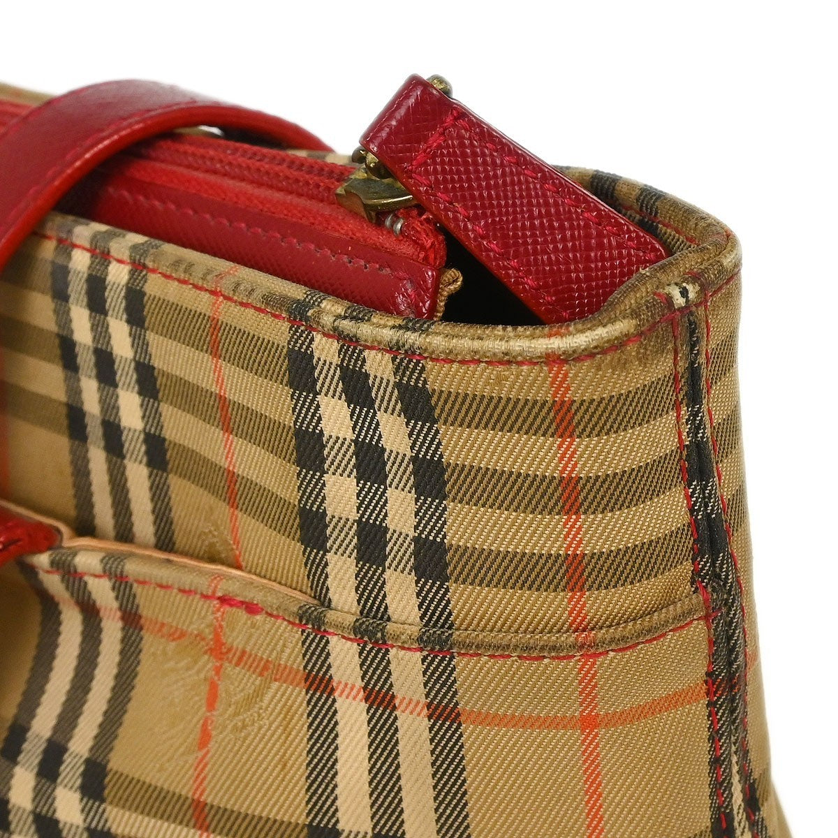 Burberry House Check Tote Bag - Beige Red, Canvas Leather