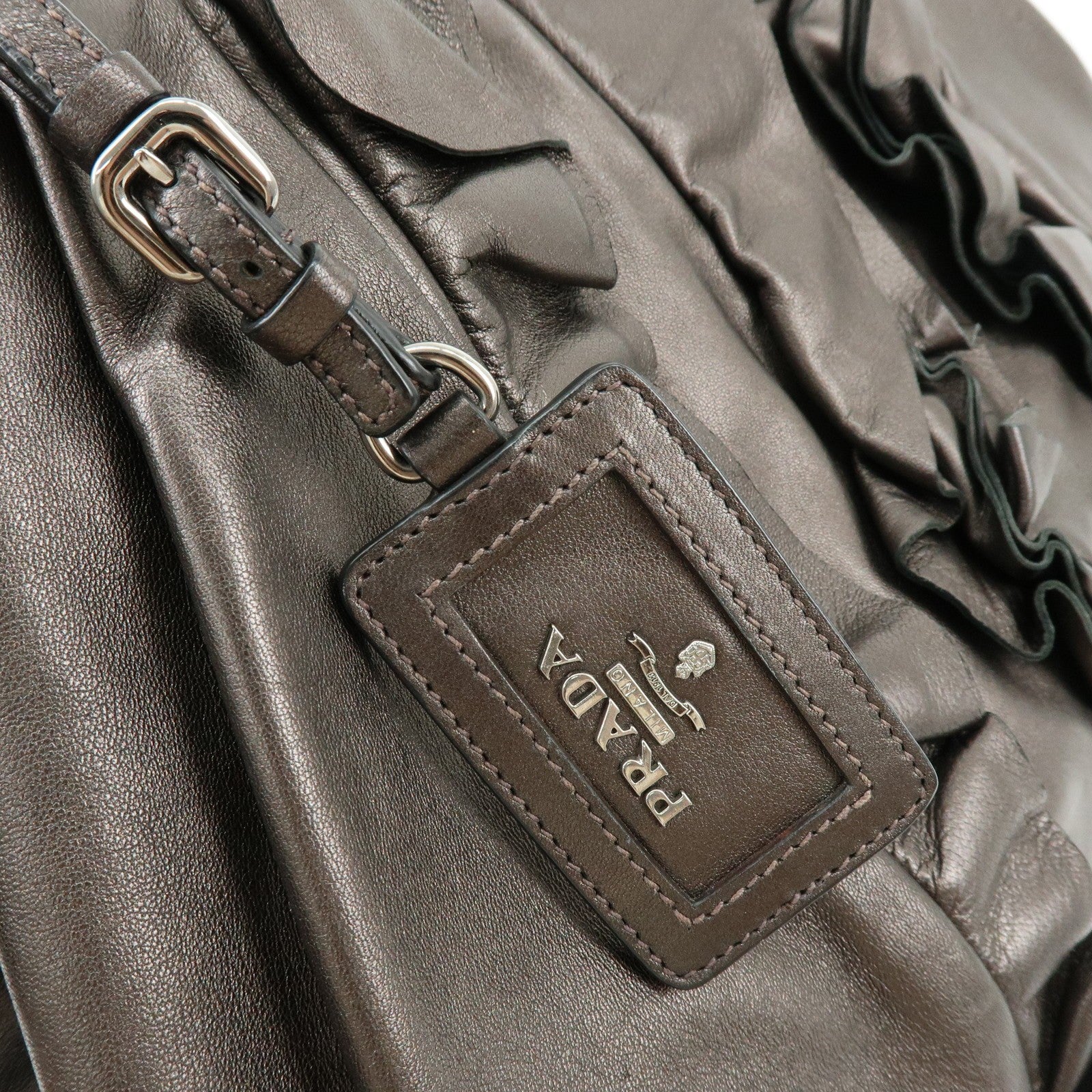 Prada Gathered Tote Bag - Brown, Nappa Leather