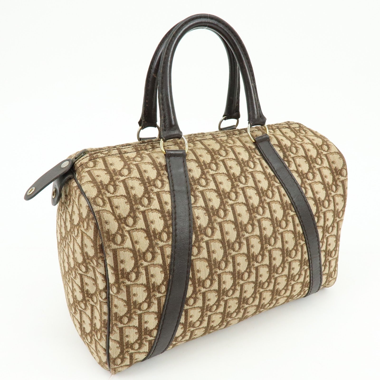 Christian Dior Trotter Jacquard Boston Bag - Brown, Jacquard Canvas and Leather