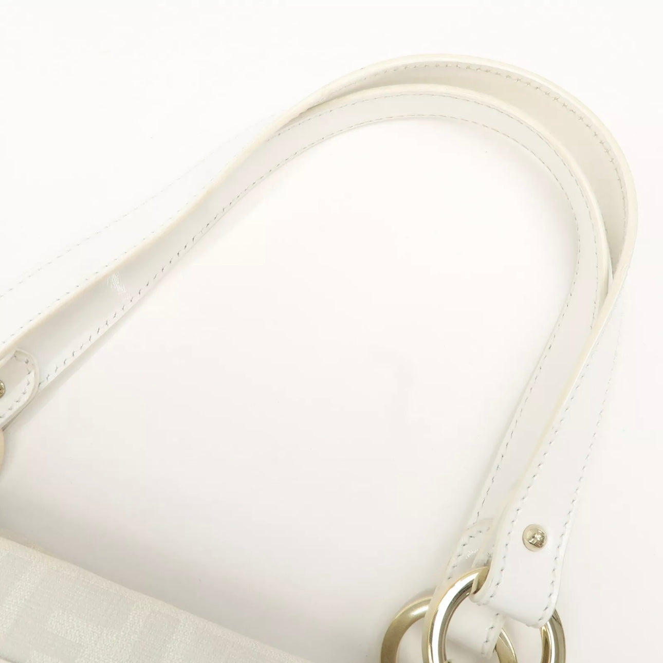 FENDI Zucca PVC Leather Shoulder Bag White Gold Hardware
