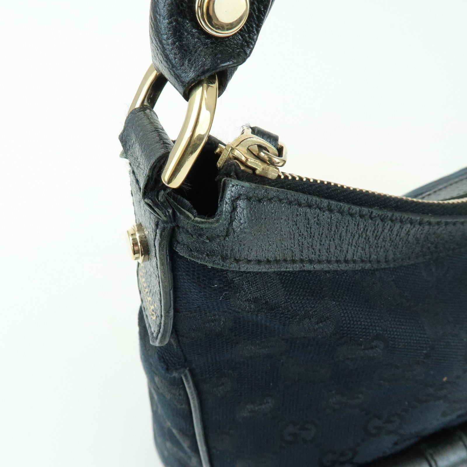 Gucci Shoulder Hand Bag - Black, GG Canvas, Leather