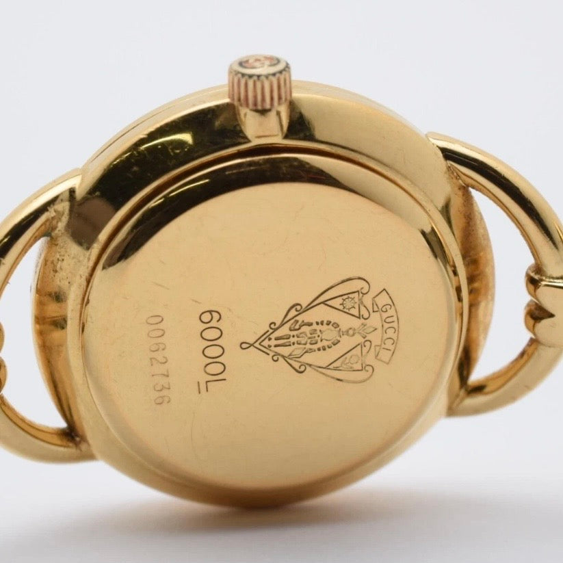 Vintage GUCCI 6000L 23mm Black Dial Gold Quartz Watch