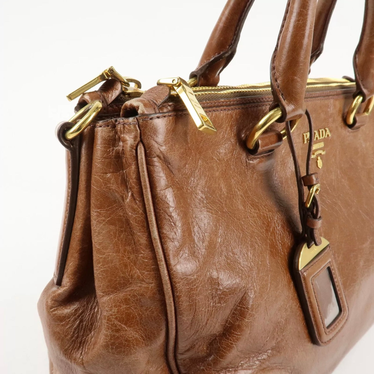 PRADA Leather Shoulder & Hand Bag Brown