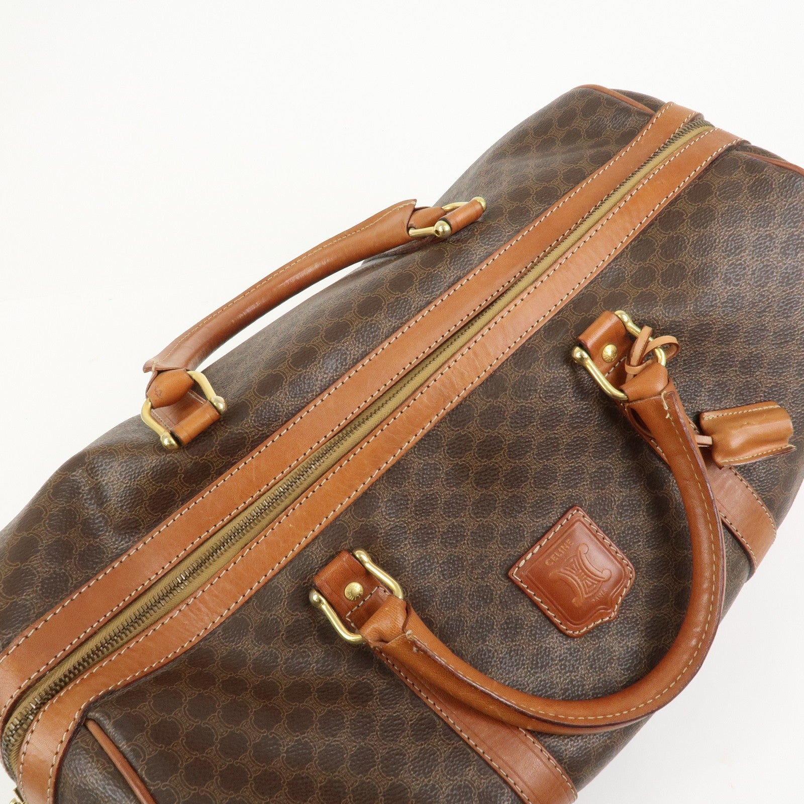 Celine Macadam Boston Bag - Brown, PVC Canvas Leather