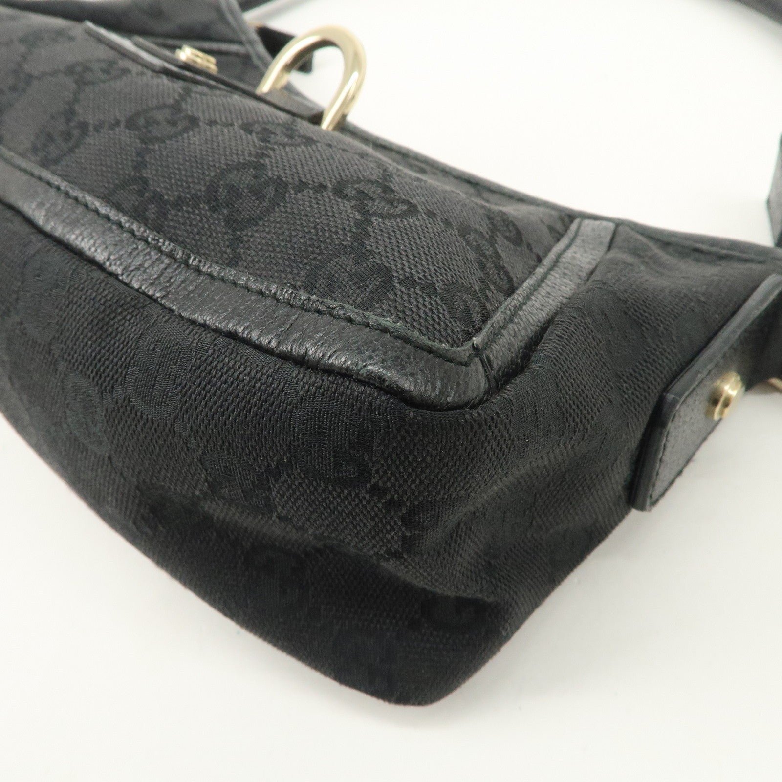 Gucci Abbey GG Canvas Leather One Shoulder Bag - Black, Canvas