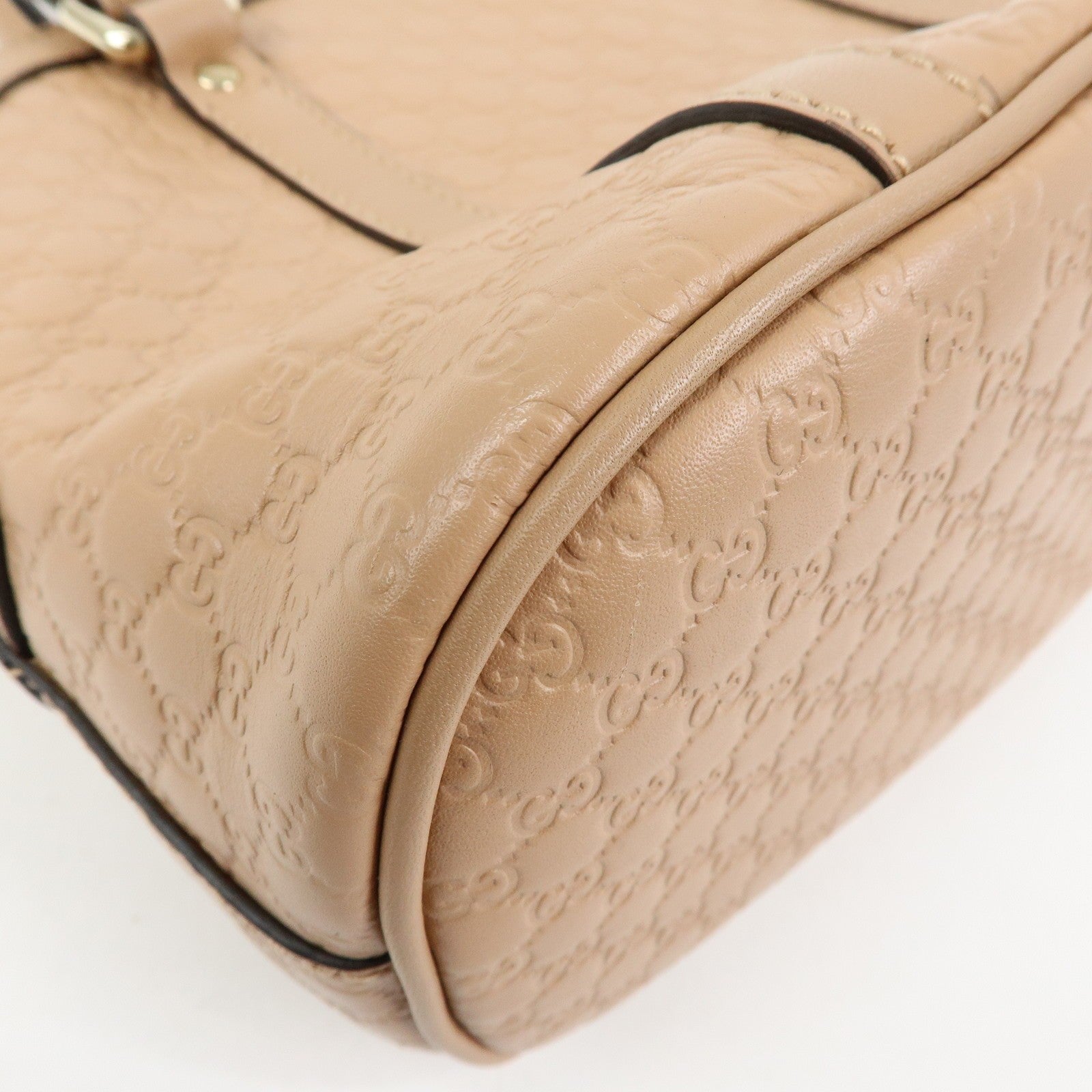 GUCCI Microguccissima Leather Bag Hand Bag Beige