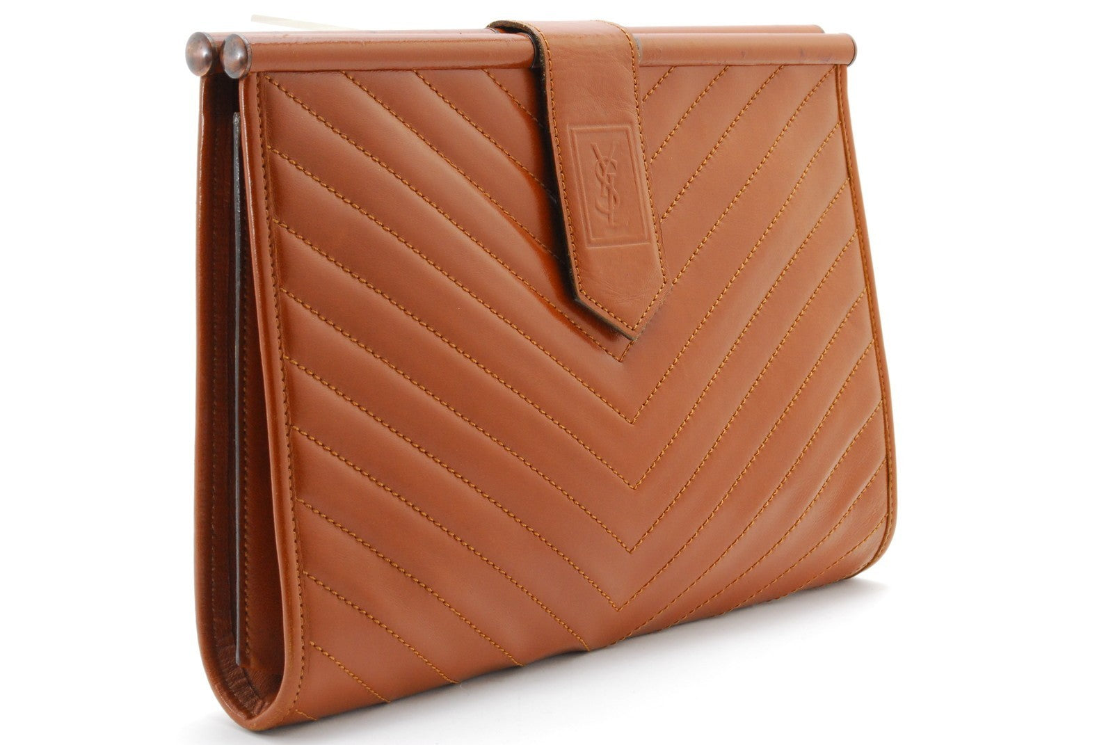 Saint Laurent Yves Saint Laurent Clutch Bag - Brown, Leather