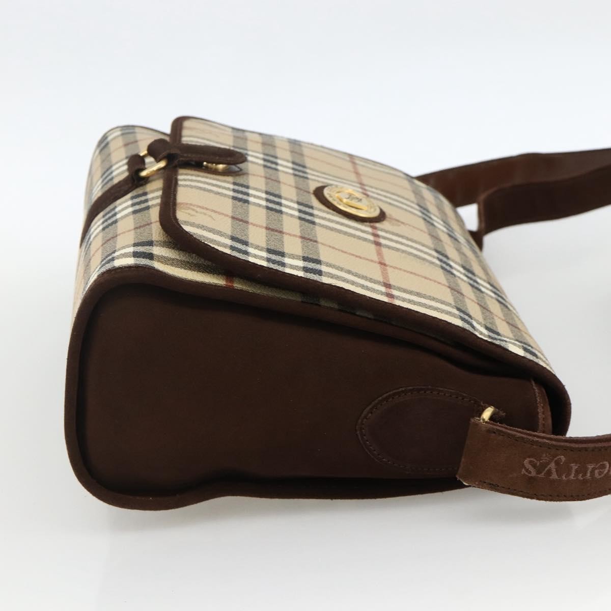 Burberrys Nova Check Shoulder Bag - Beige / Gold, PVC Leather