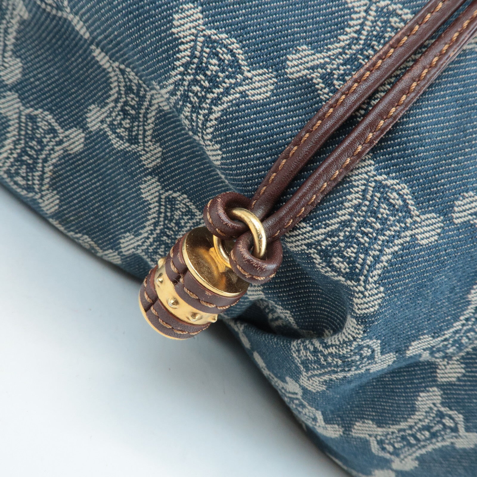 Celine Macadam Denim Leather Bitter Sweet Shoulder Bag - Blue/Brown, Denim/Leather