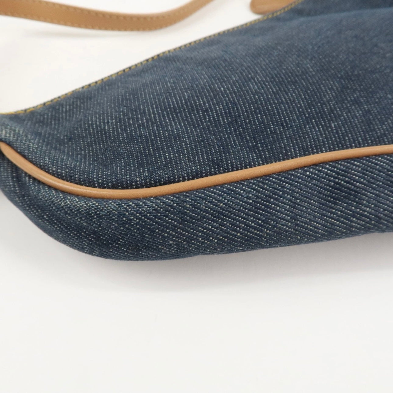 Christian Dior Saddle Pouch Denim Leather Hand Bag Shoulder Bag Indigo