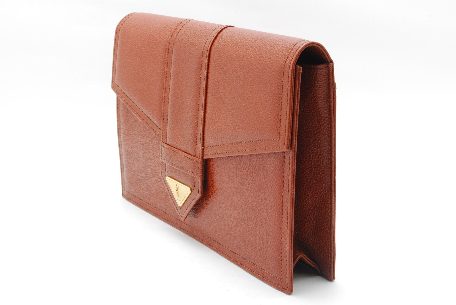 Saint Laurent YSL Clutch Bag - Brown, Leather