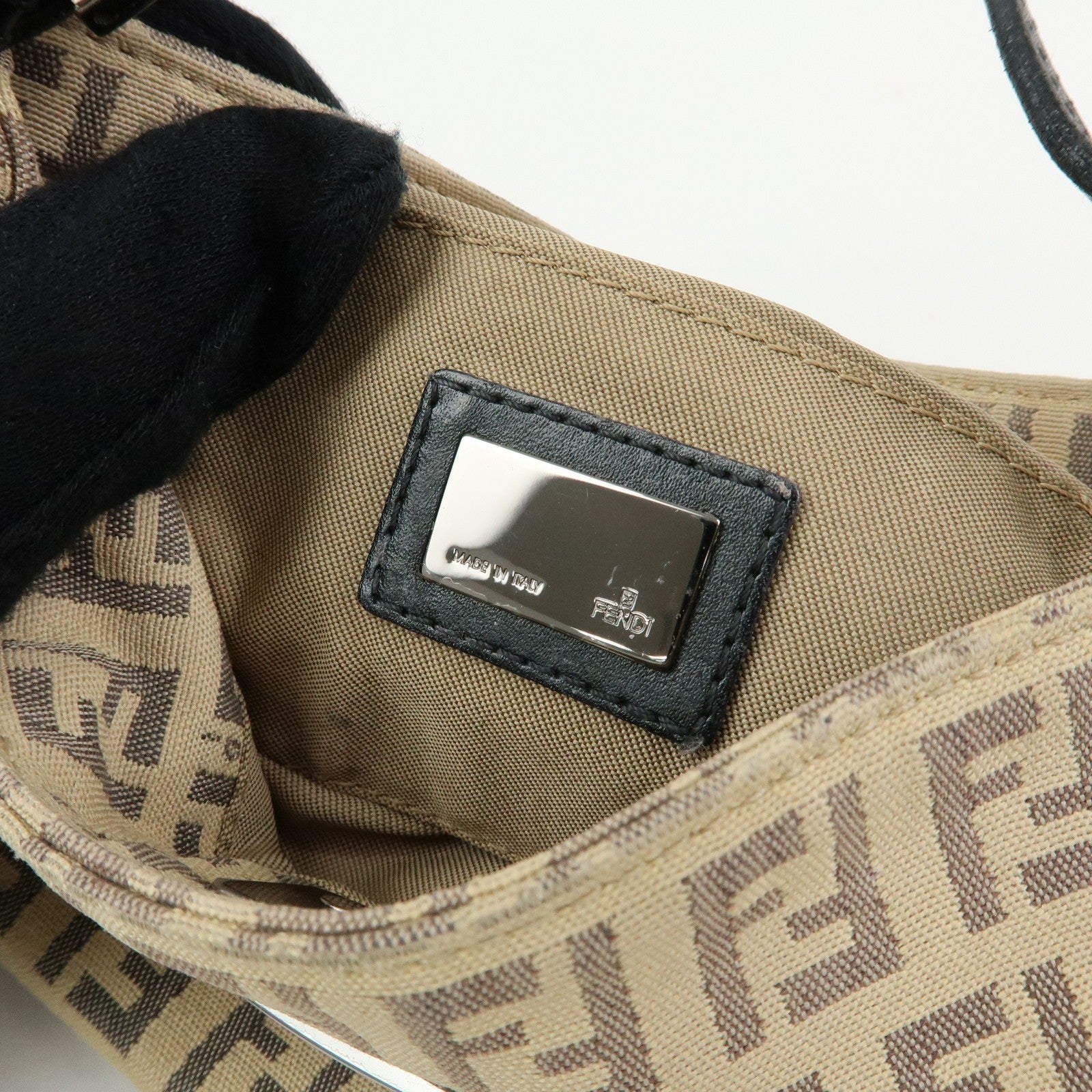 Fendi Hand Bag - Beige Black, Canvas Leather