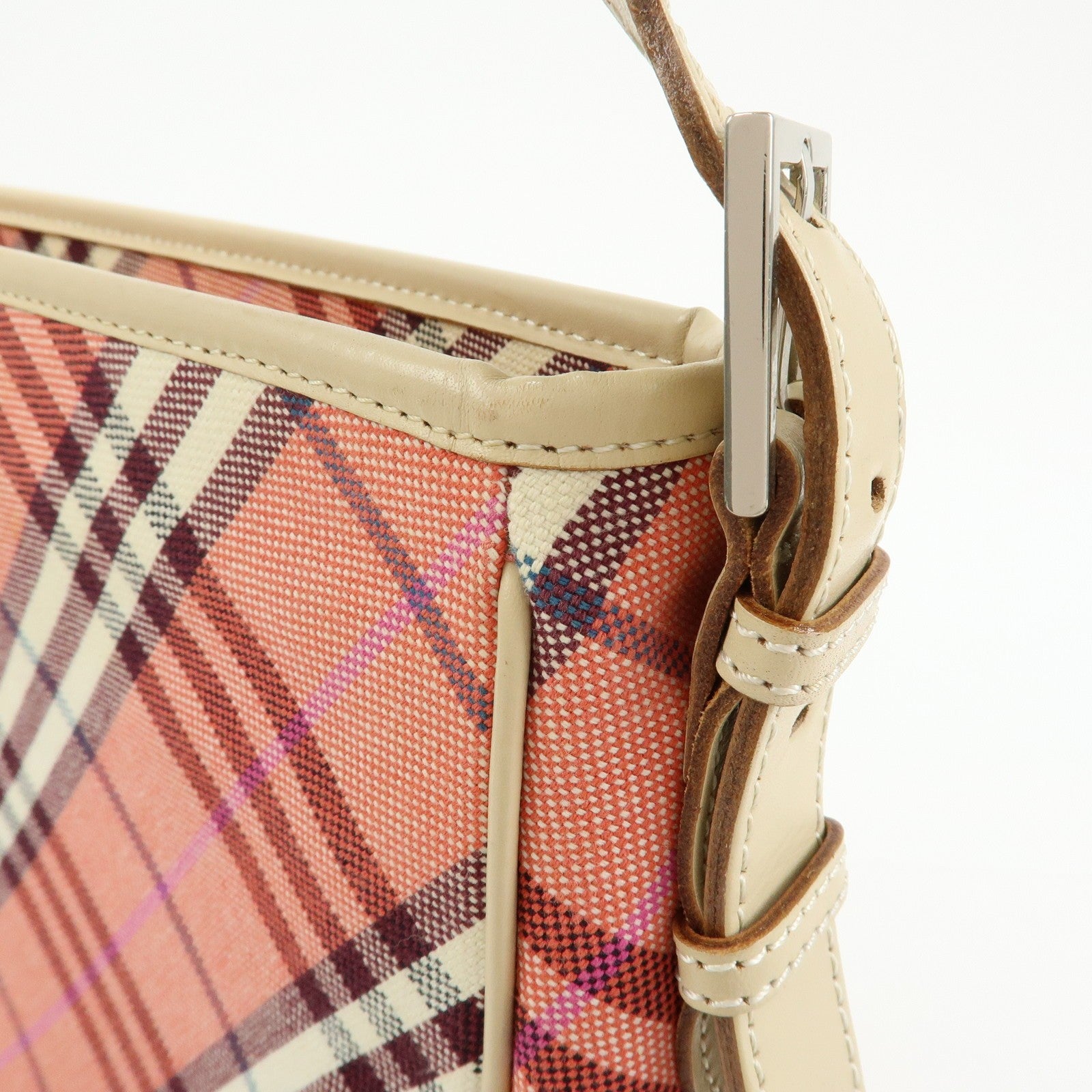 Burberry Shoulder Bag - Pink, Beige, Canvas, Leather