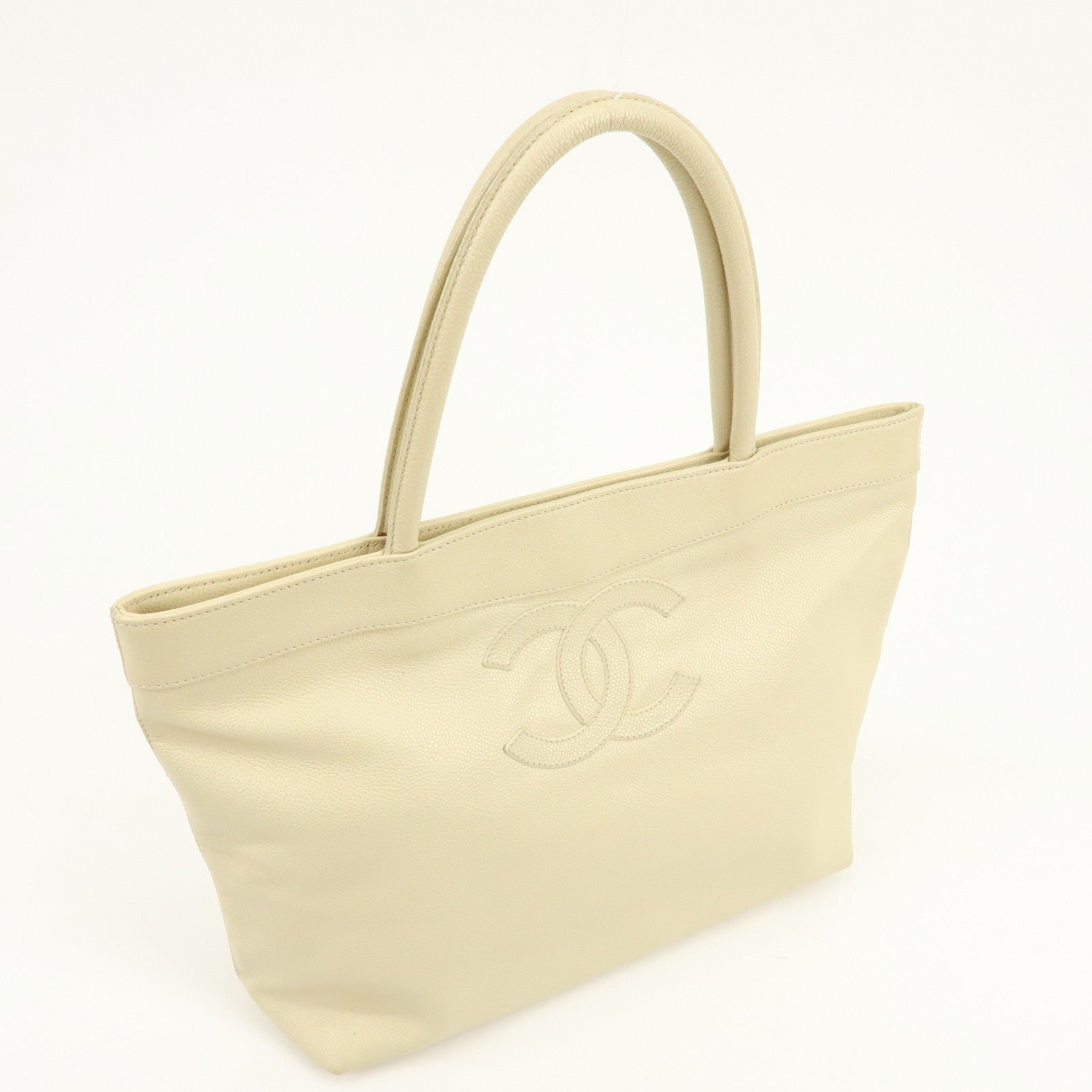 Chanel Coco Mark Caviarskin Tote Bag - Ivory, Leather