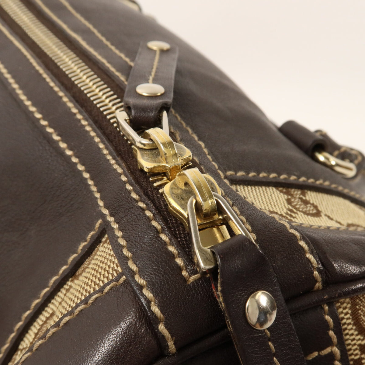 Gucci GG GHW Trophy Boston Handbag - Brown/Beige, GG Canvas