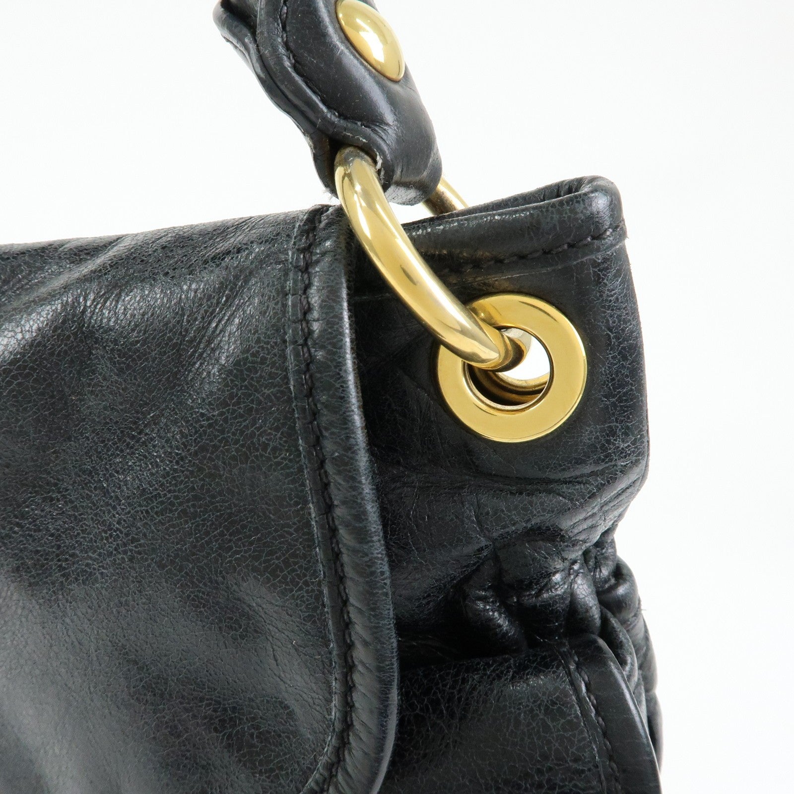 Miu Miu Matelasse Hand Bag - Black, Leather