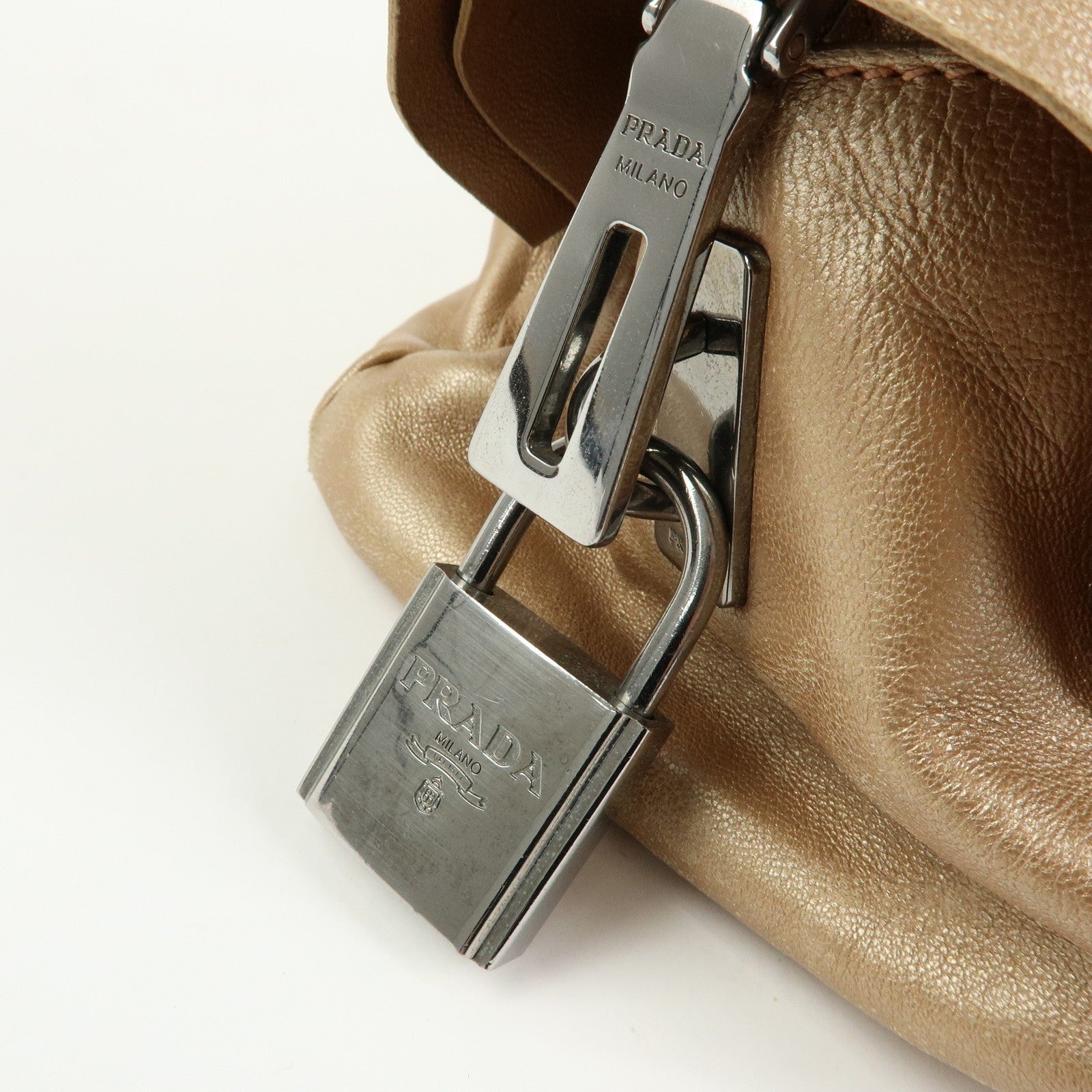 Prada Frilled Leather Tote Bag - Champagne Gold, Leather