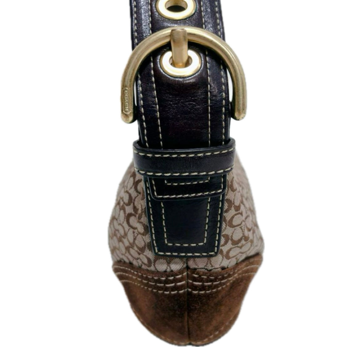 Coach Suede Bag- brown, gold metal