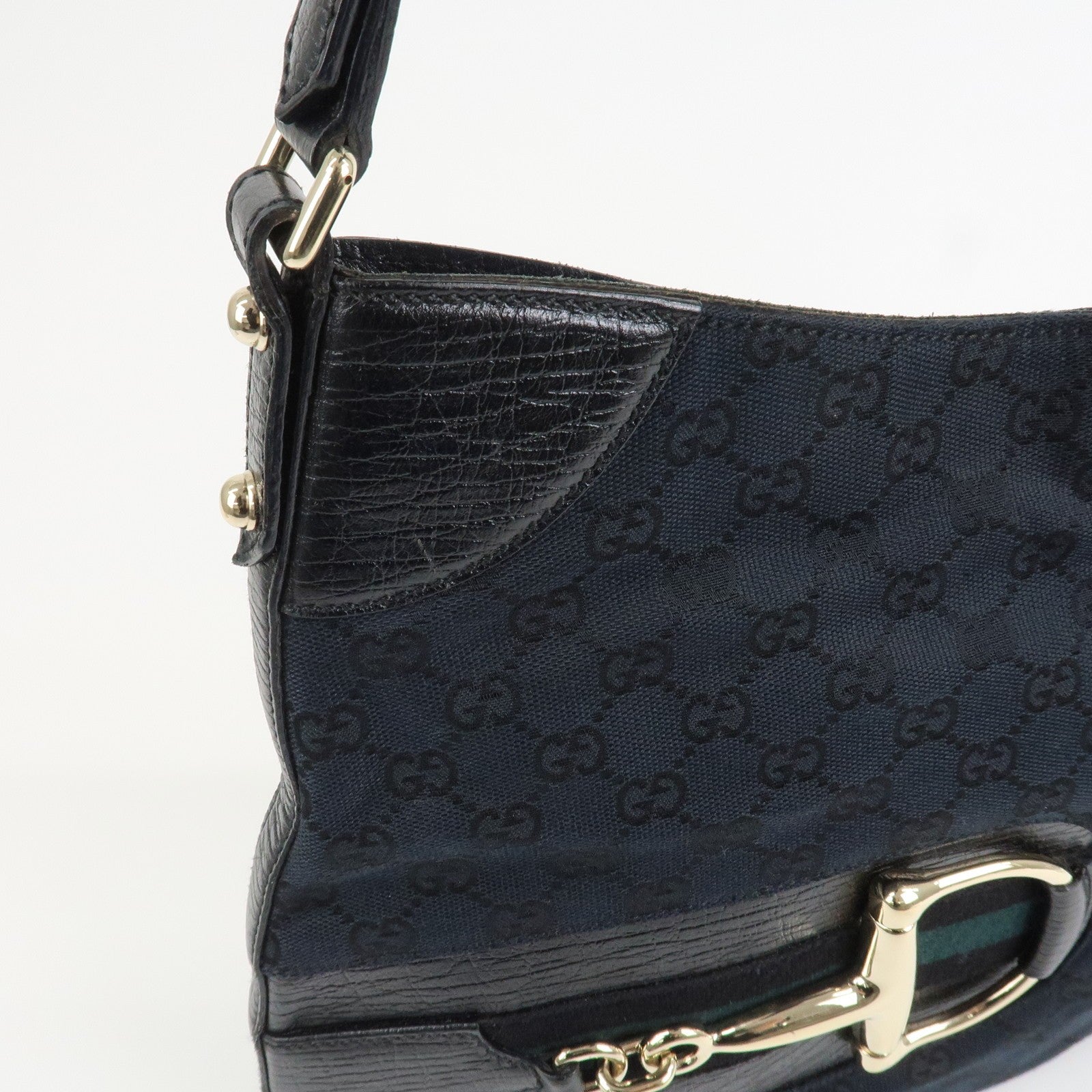 Gucci Horsebit Shoulder Bag - Black, Canvas