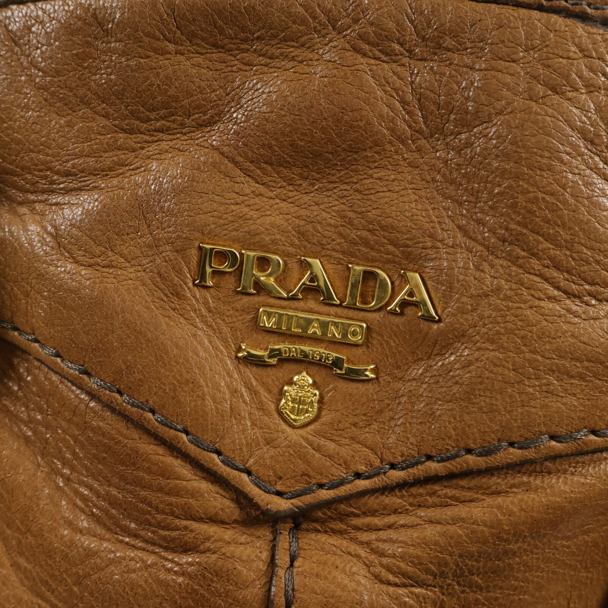 Prada Cervo Shine Bauletto Shoulder Bag - Brown, Deerskin Leather