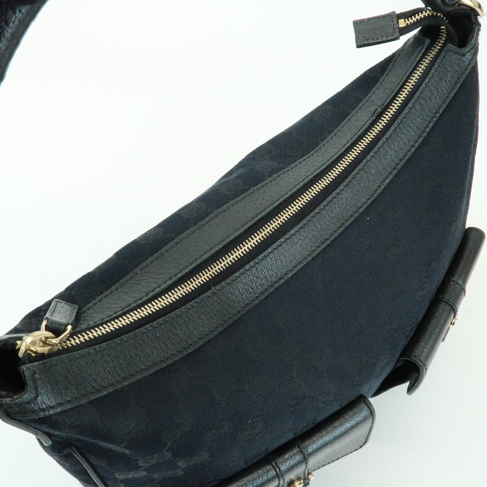 Gucci Shoulder Hand Bag - Black, GG Canvas, Leather