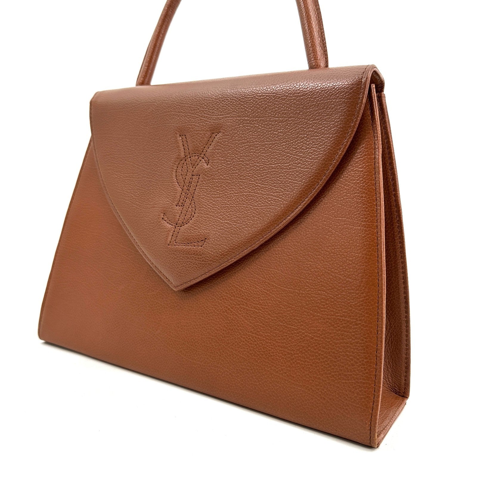 Saint Laurent Stitch Cassandra Handbag - Brown, Leather
