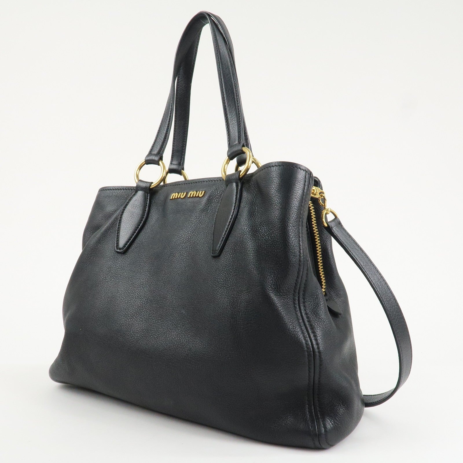 Miu Miu Logo 2Way Bag - Black, Leather