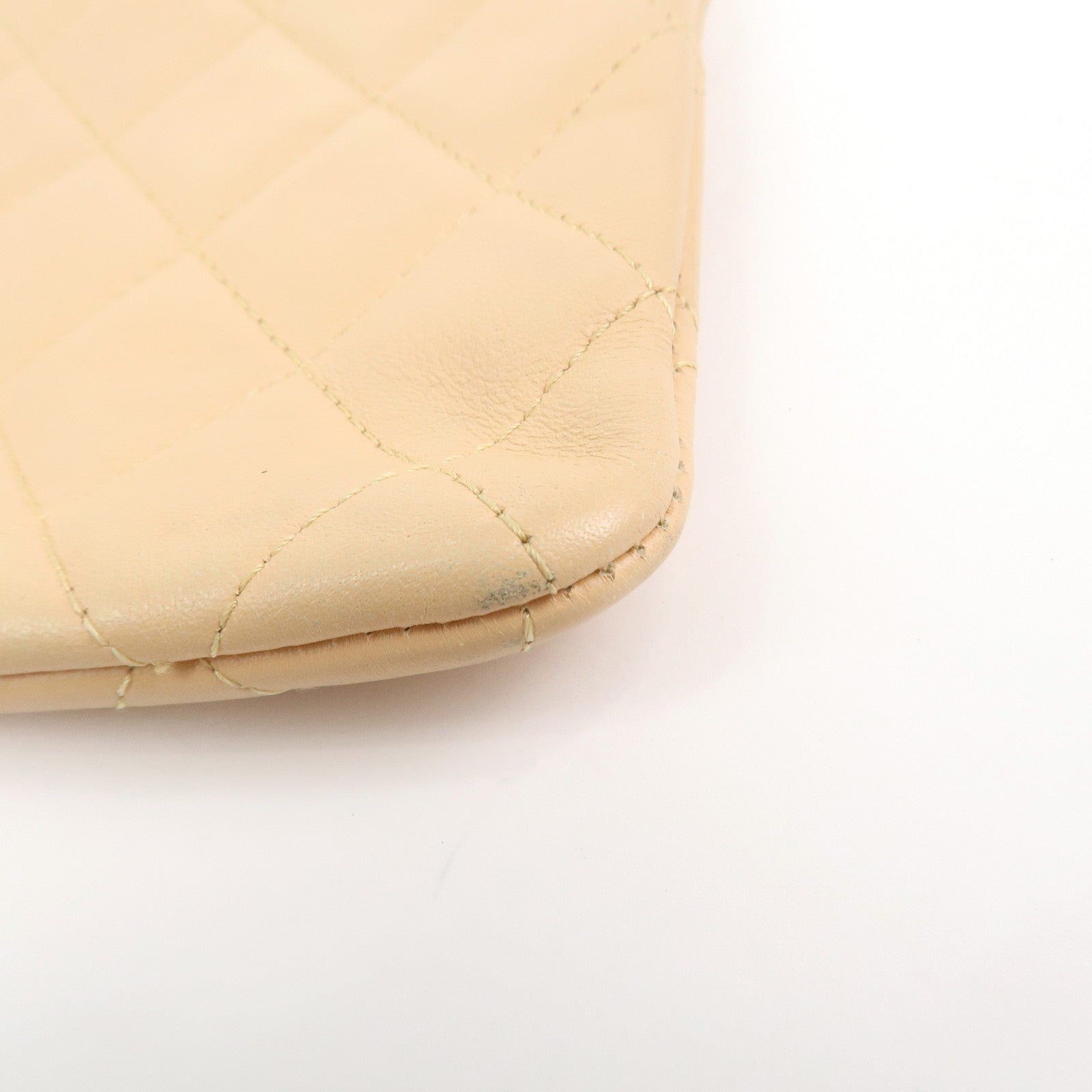 CHANEL Cambon Line Cosmetic Pouch - Beige, Lamb Skin