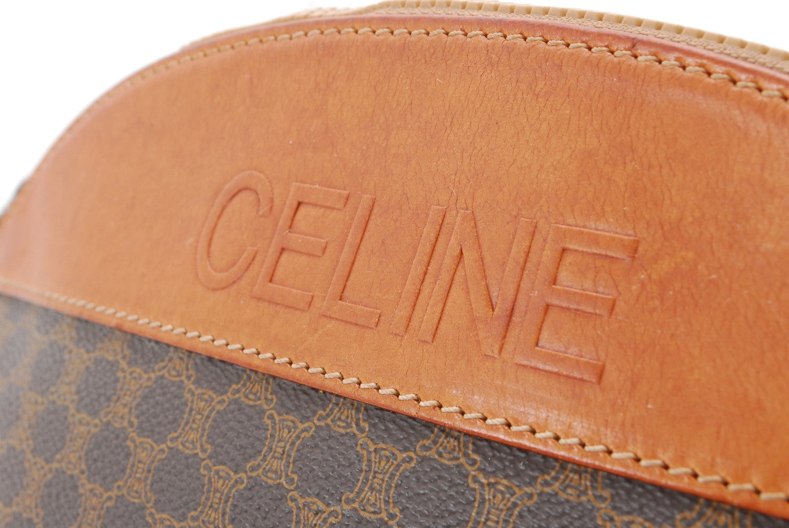 Celine C Charm Clutch Hand Bag - Beige Brown, PVC Leather
