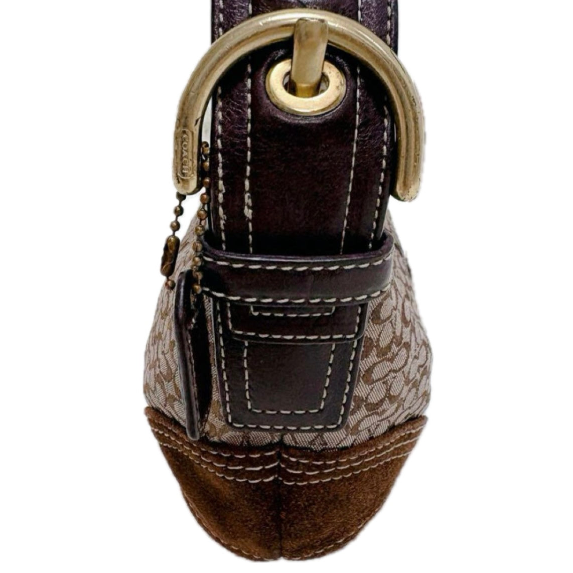 Coach Suede Bag- brown, gold metal