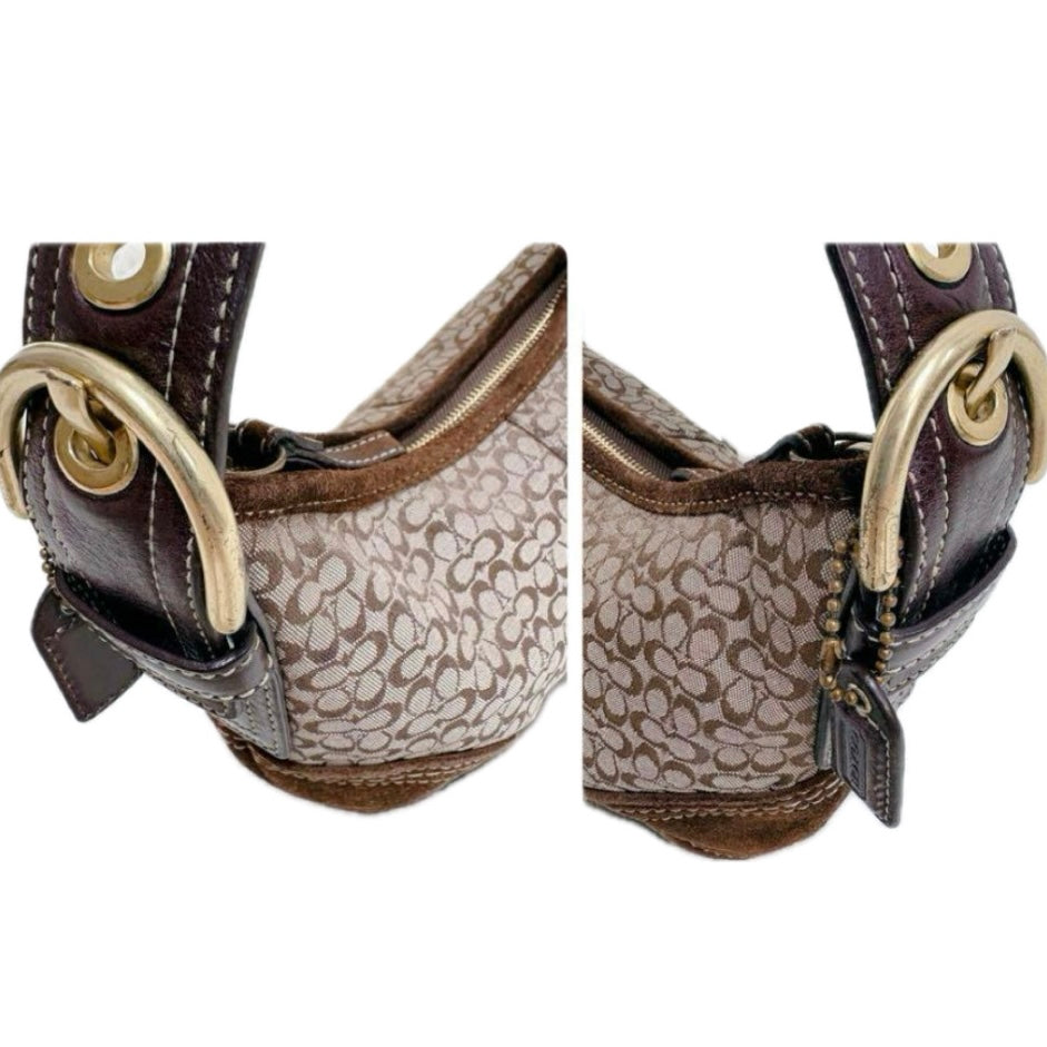 Coach Suede Bag- brown, gold metal