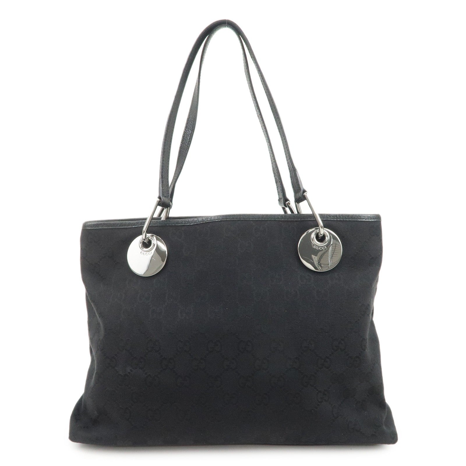 Gucci GG Canvas Leather Tote Bag - Black, Canvas