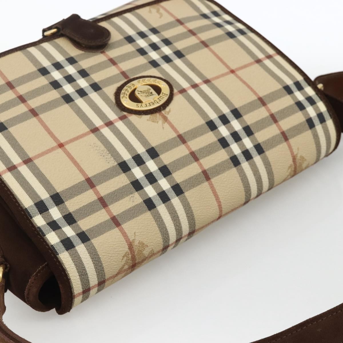 Burberrys Nova Check Shoulder Bag - Beige / Gold, PVC Leather