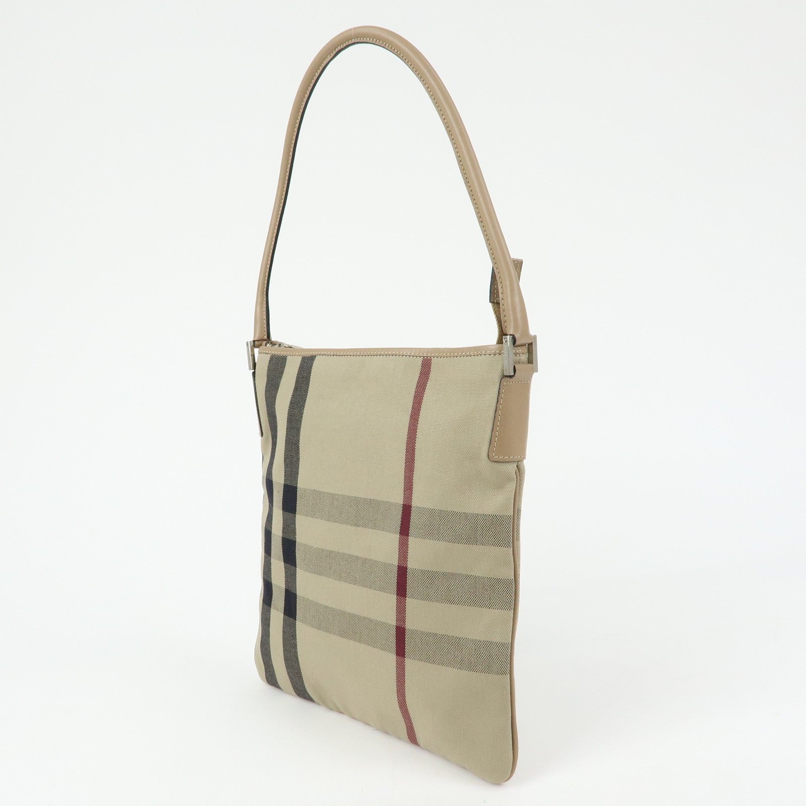 Burberry Nova Plaid Shoulder Bag - Beige, Canvas Leather