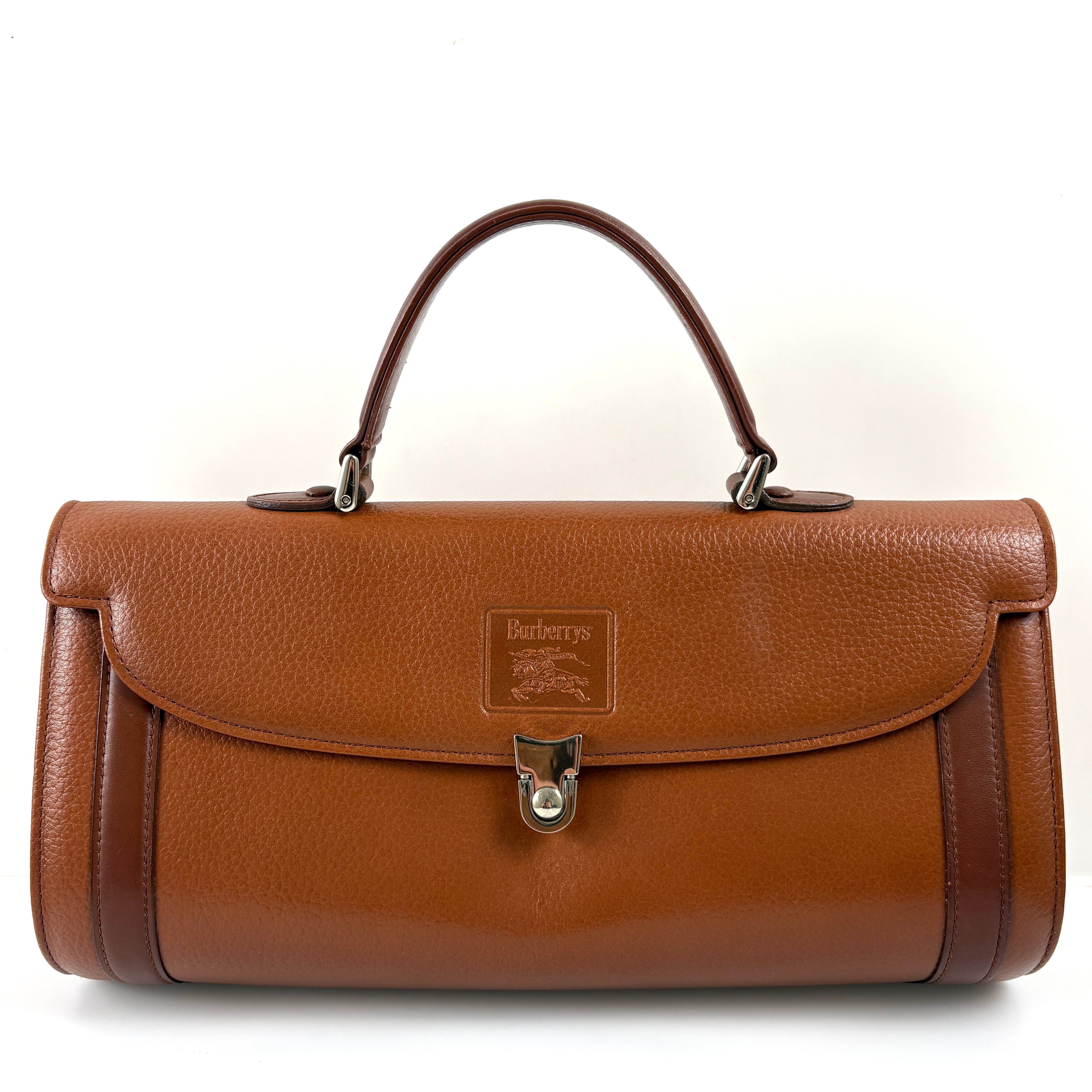 Burberry Vintage Top Handle Handbag - Brown, Leather