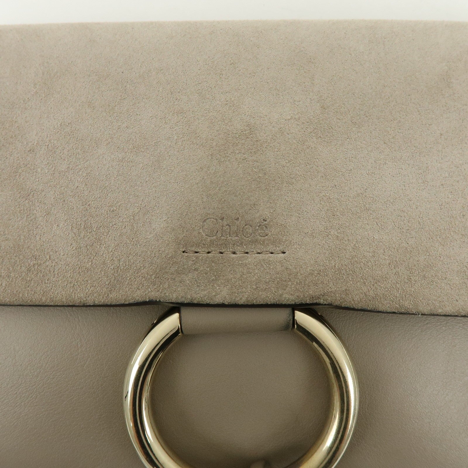 Chloe Faye Shoulder Bag - Greige, Suede Leather