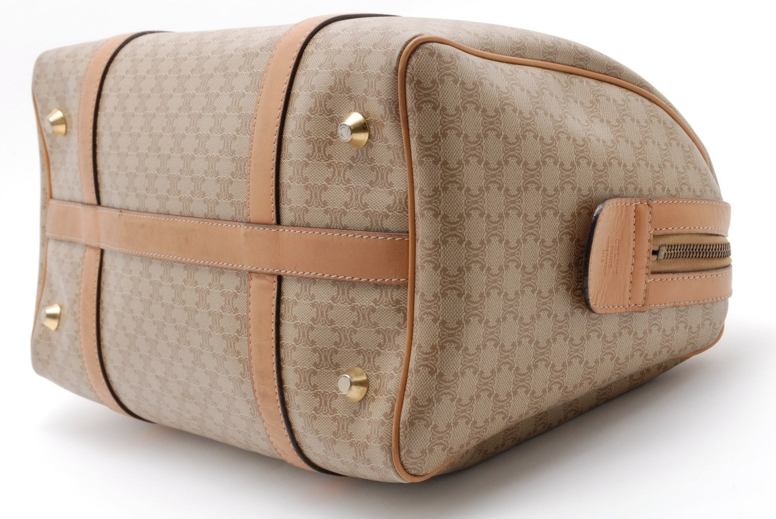 Celine Boston Bag Handbag - Beige Brown, PVC Leather