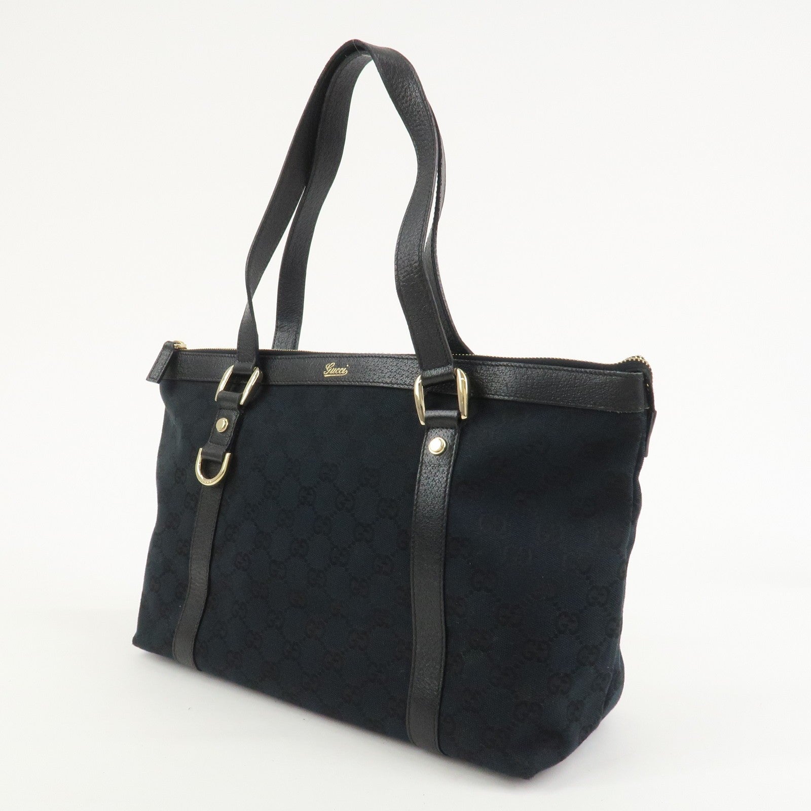 Gucci Abbey Tote Bag - Black, GG Canvas, Leather