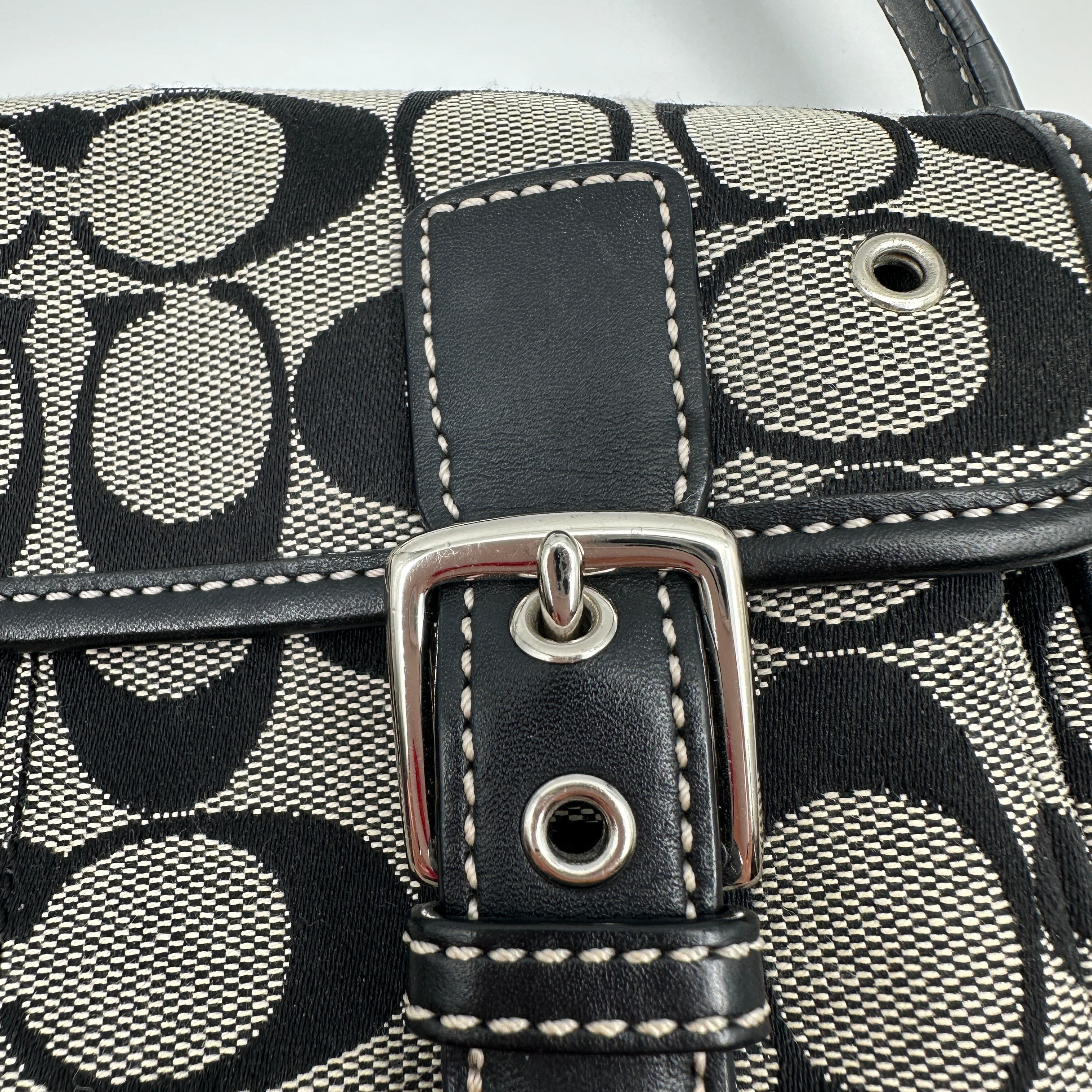 Mini Shoulder Bag Signature Canvas, Leather