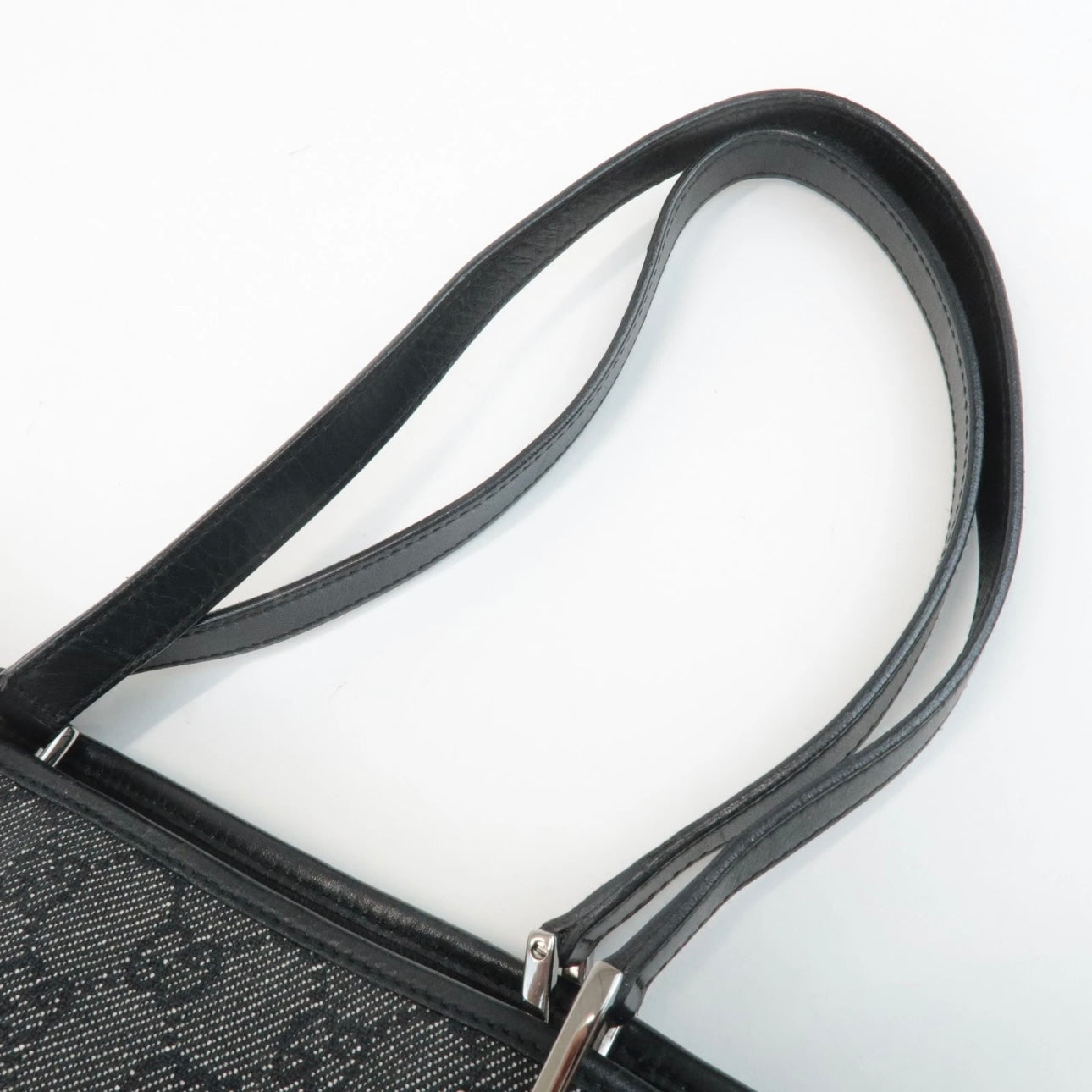 GUCCI Leather GG Canvas Tote Shoulder Bag