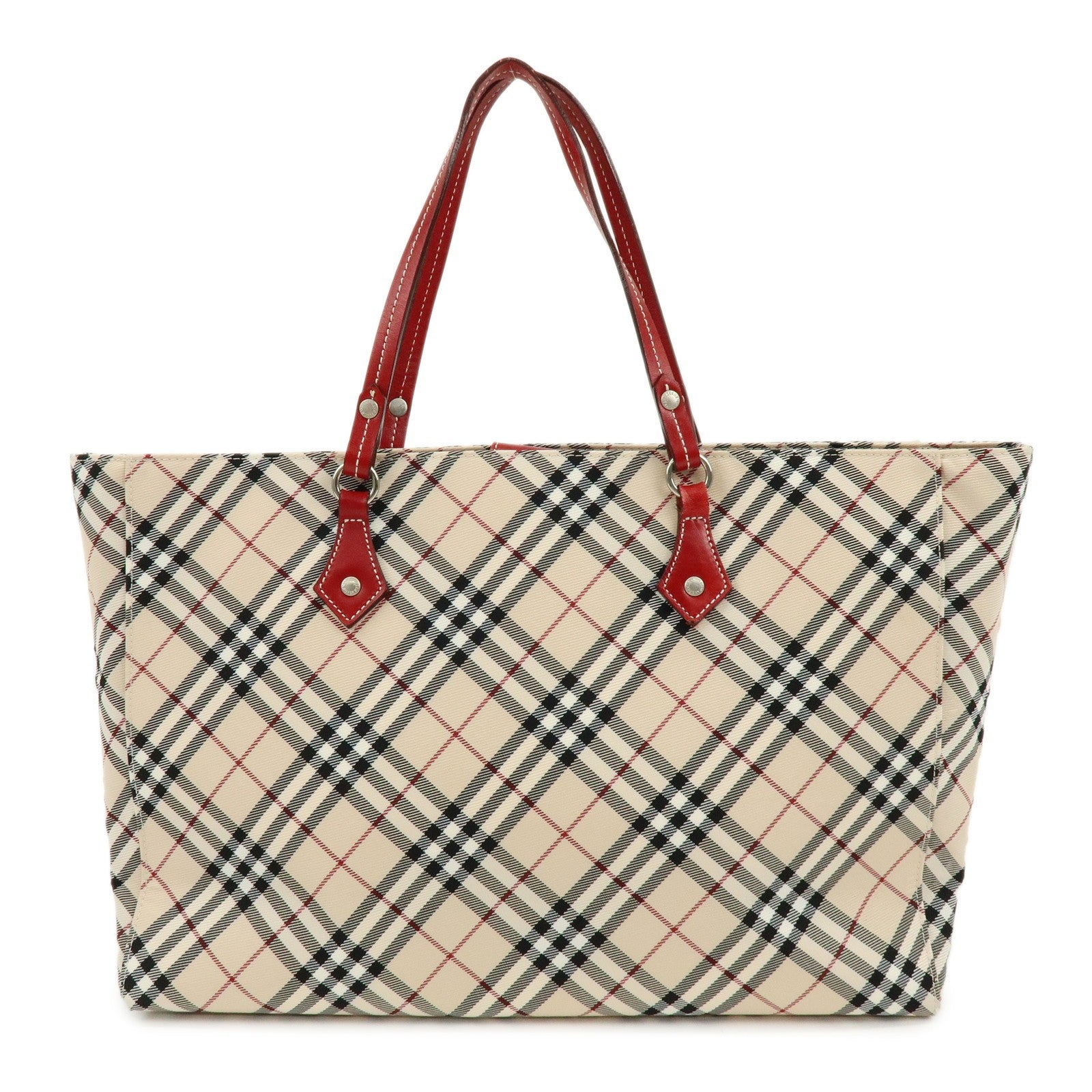 Burberry Blue Label Nova Plaid Tote Bag - Beige, Nylon and Leather