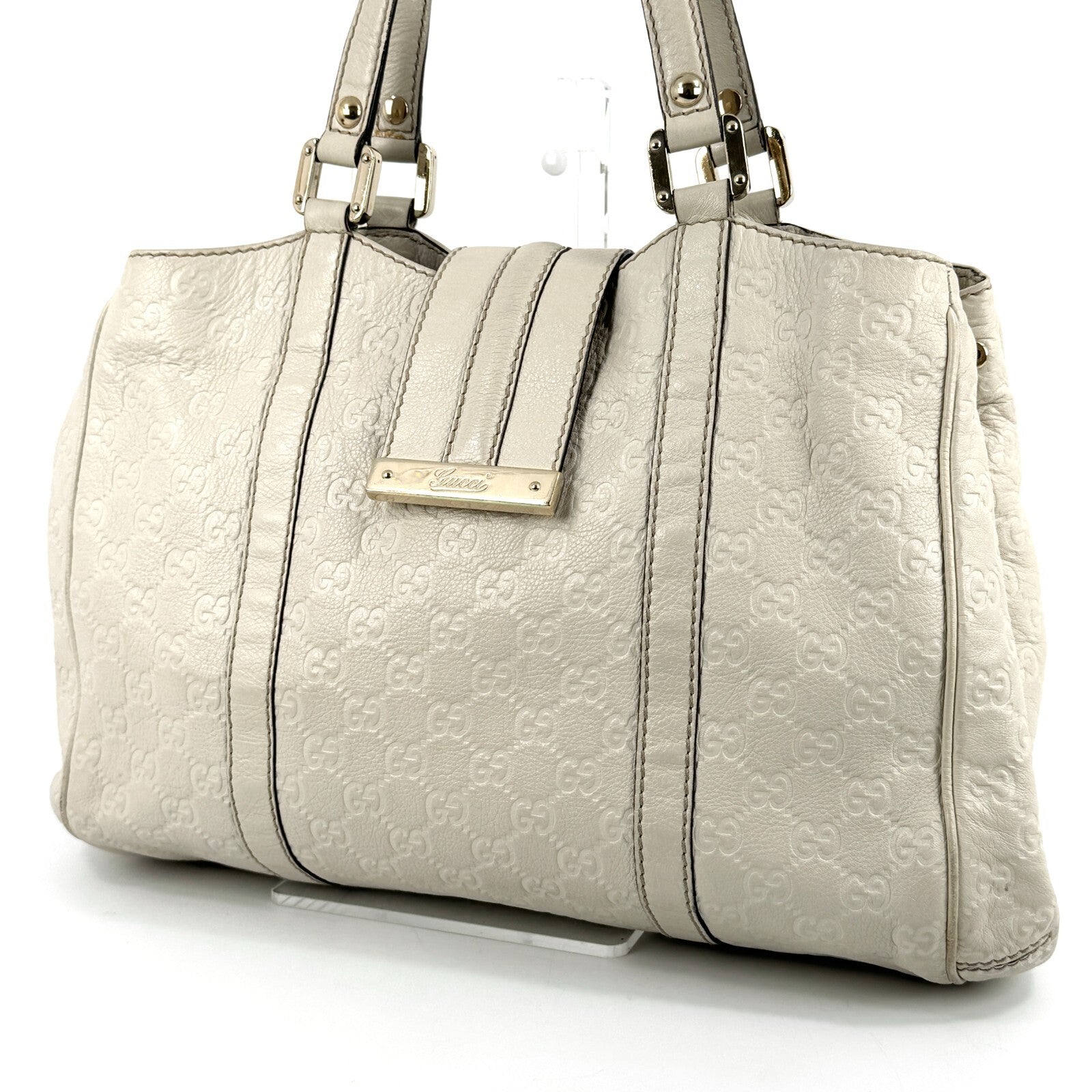 Gucci Tote Shoulder Hand Bag - White, Leather