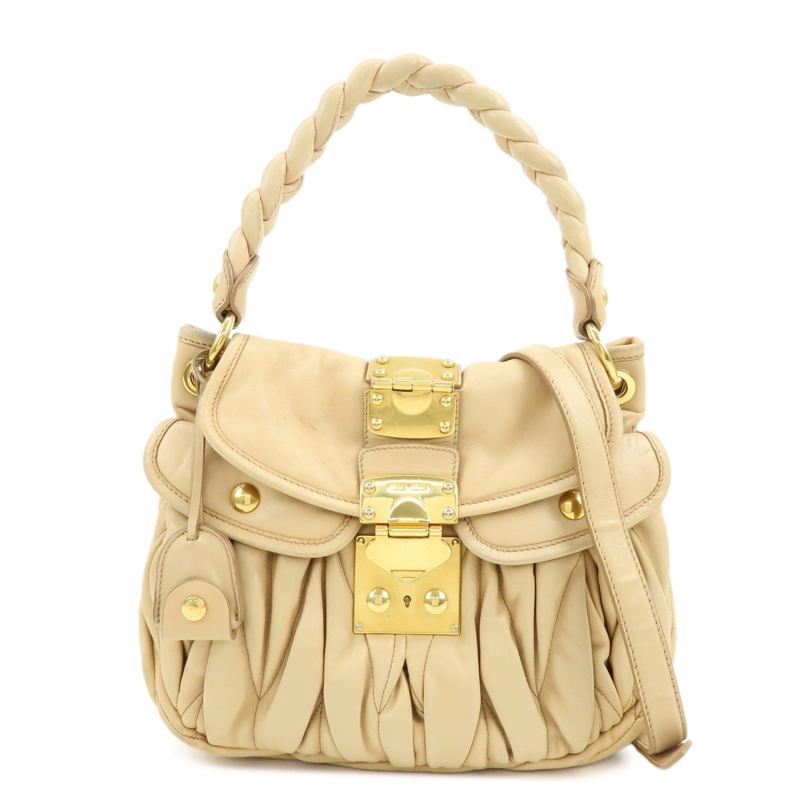 Miu Miu Matelasse 2Way Handbag - Beige, Leather