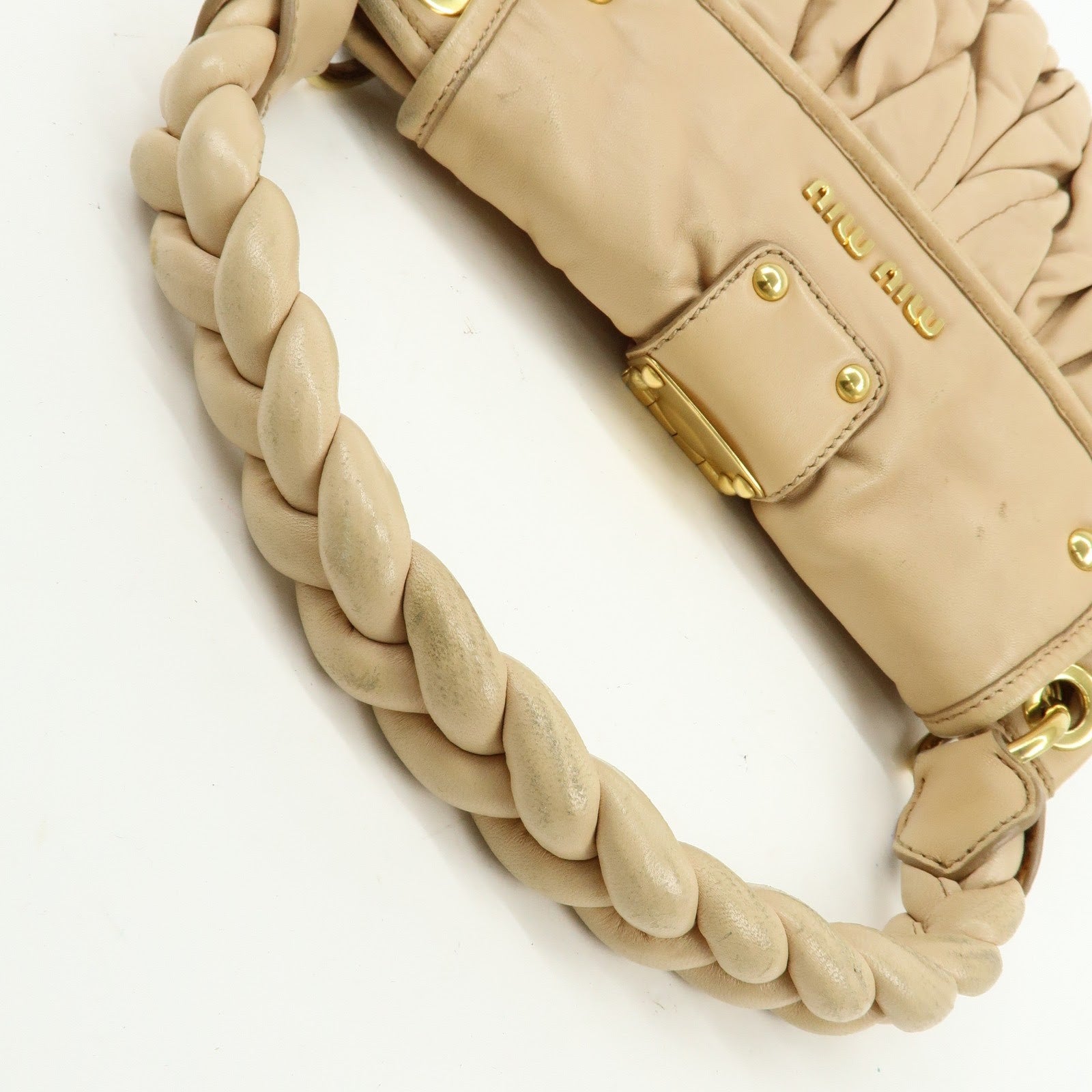 Miu Miu Matelasse 2Way Handbag - Beige, Leather