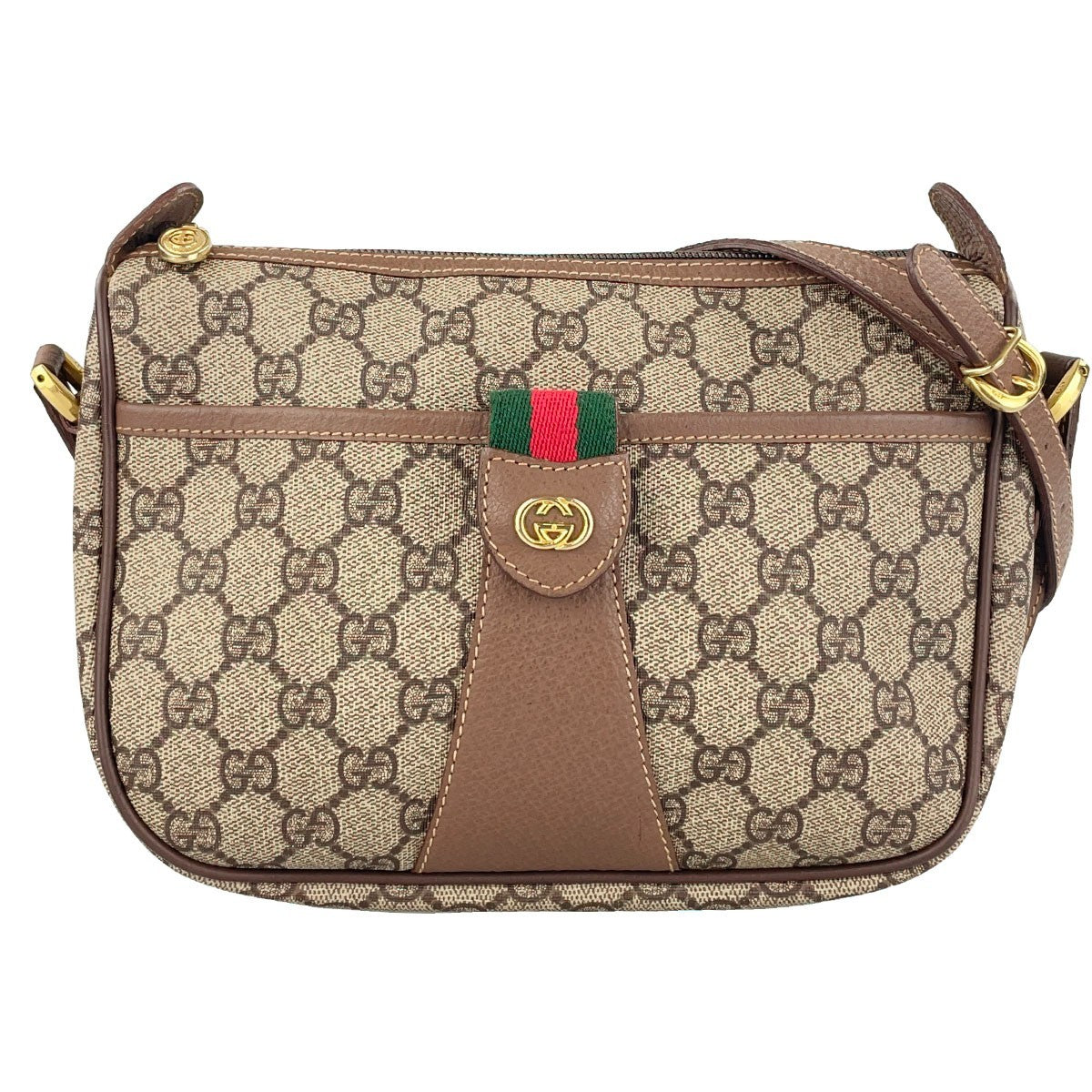 Gucci Sherry Line Shoulder Bag - Beige, Brown, Leather, PVC
