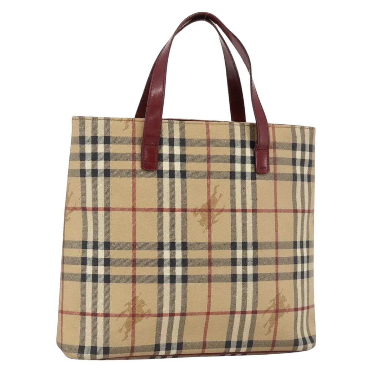 Burberry Nova Check Hand Bag - Beige / Silver, PVC Leather