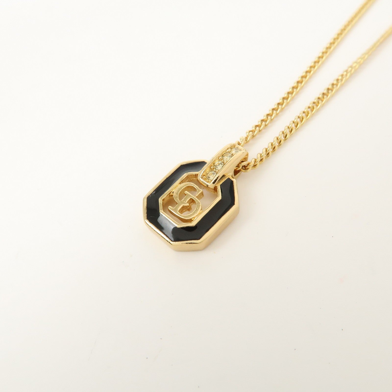 Christian Dior Logo Metal Necklace Choker - Gold, Black