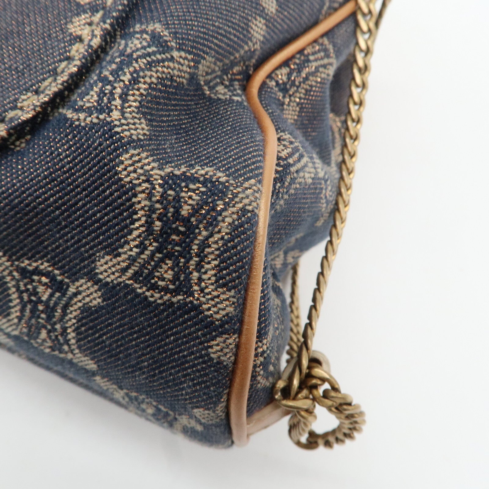 Celine Macadam Denim Leather Tote Bag - Navy/Brown, Denim/Leather