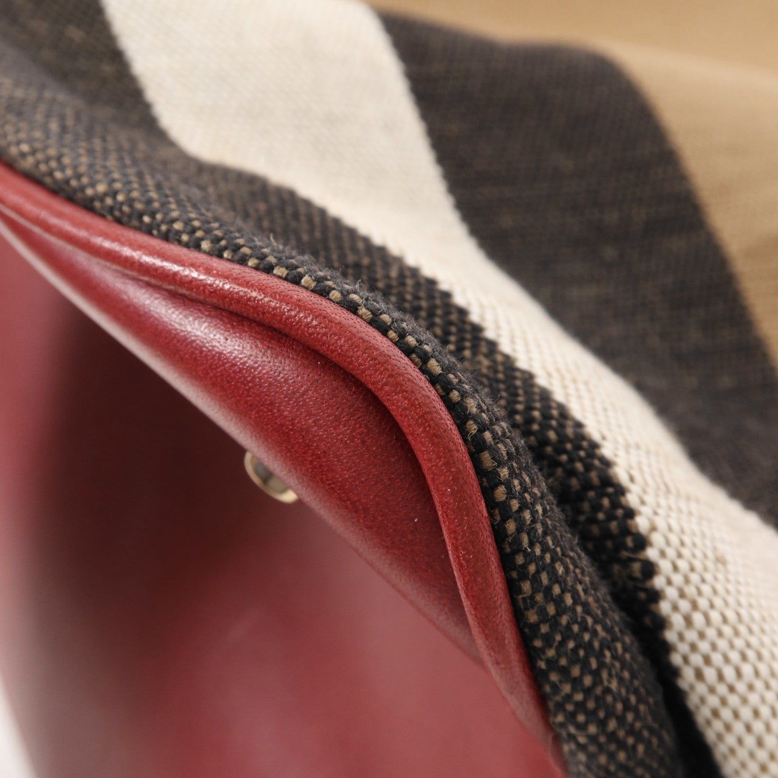 Burberry GHW Shoulder Bag - Red/Brown/Black, Canvas/Calfskin Leather