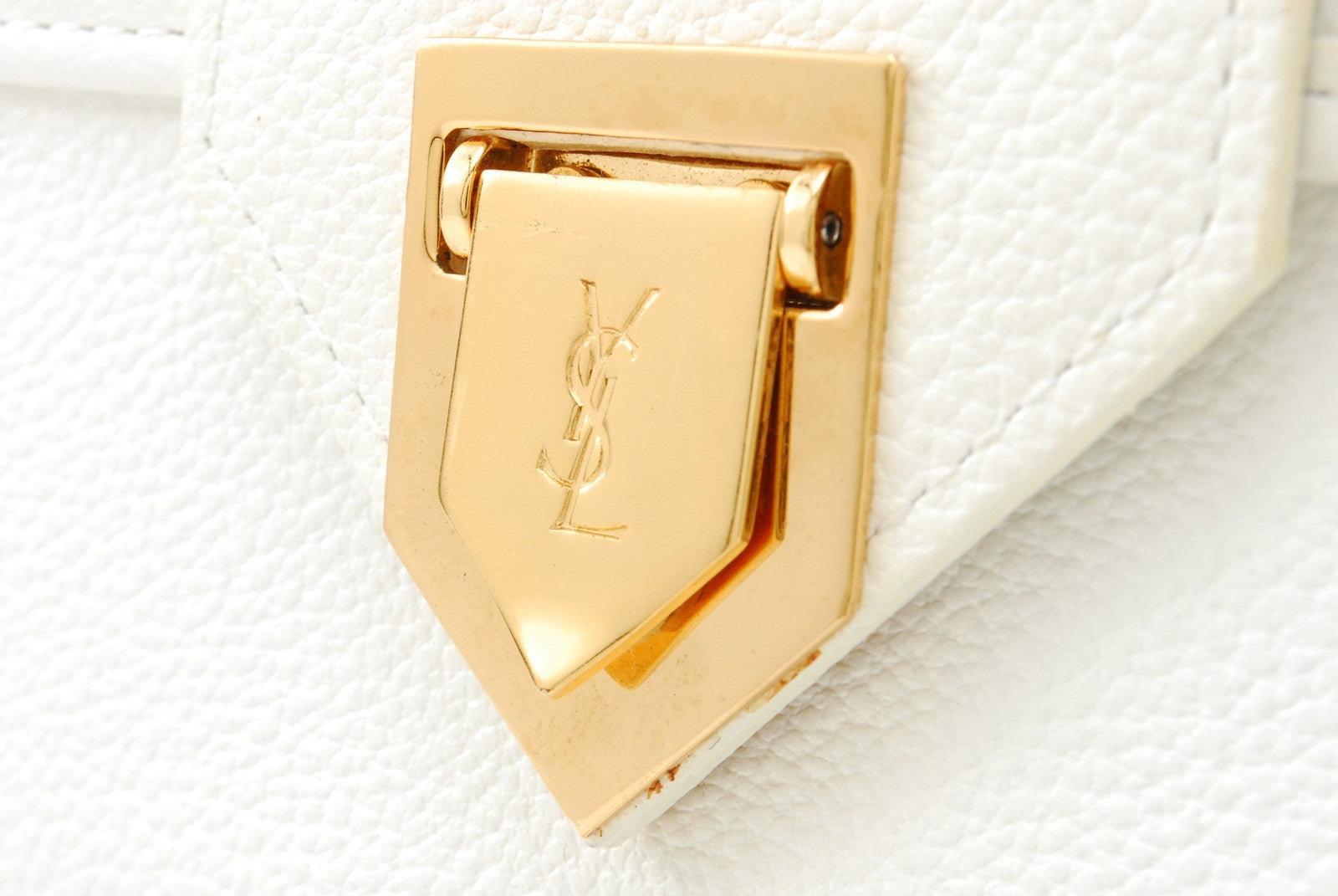 Saint Laurent YSL Shoulder Bag - Ivory, Leather